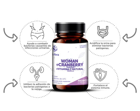 Bioflora Woman + cranberry + vitamina C (60 capsulas)