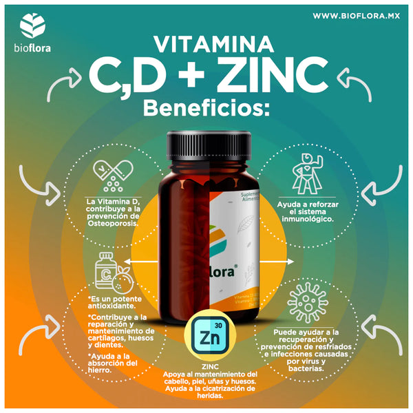 Bioflora Vitamina D+C+ZINC (35 Caps)