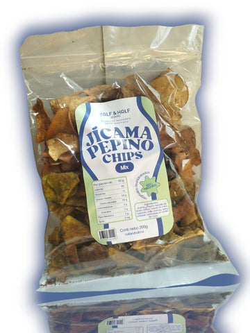 Mix Jicama Pepino Salsas Negras chips